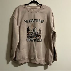 SHEIN Western Cowgirls Thermal Lined Sweatshirt Size 2XL